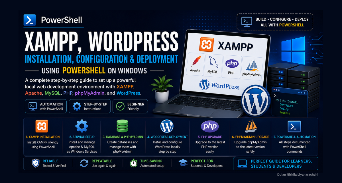 A Complete Guide to Install XAMPP, Configure Apache & MySQL Services, and Deploy WordPress Using PowerShell Commands